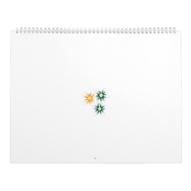 Calendário três flores com pétalas verdes e laranja (Capa)