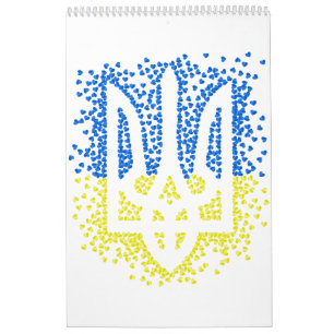 Calendário Tridente de emblem ucraniano trizub espalhando cor