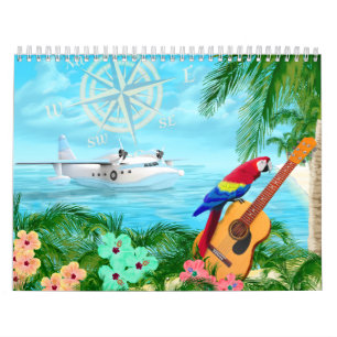 Calendário tropical da praia das ilhas