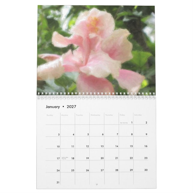 Calendário tropical havaiano da flora 2015 (Jan 2027)