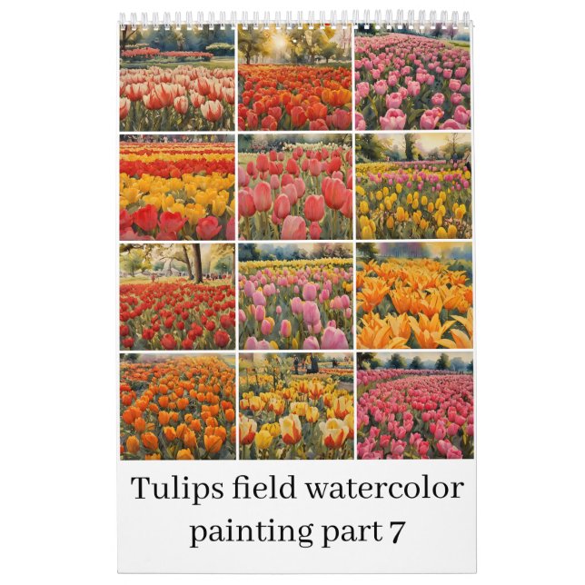 Calendário Tulipas, pintura aquosa em campo 7 (Capa)