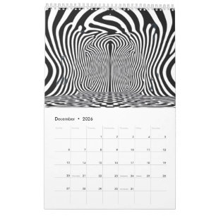 Calendário Túnel de ilusão óptica - preto hipnótico e branco