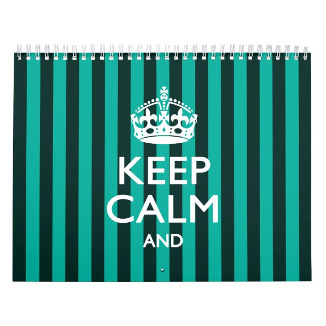 Calendário Turquesa Stripes 2025 MANTENHAM CALMA E O Texto (Capa)