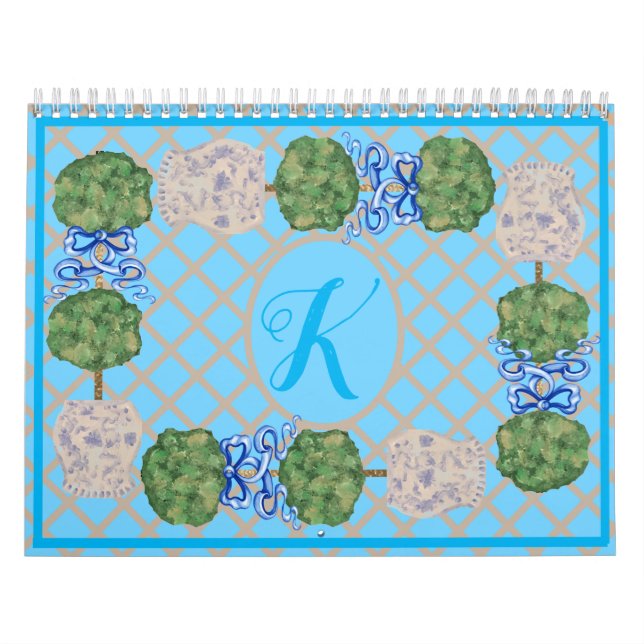 Calendário Turquoise Chinoiserie Ginger Jar Topiary (Capa)