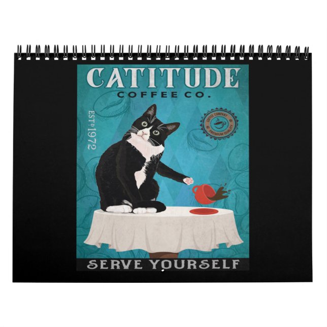 Calendário Tuxedo Cat Coffee Company Funny Tuxedo (Capa)