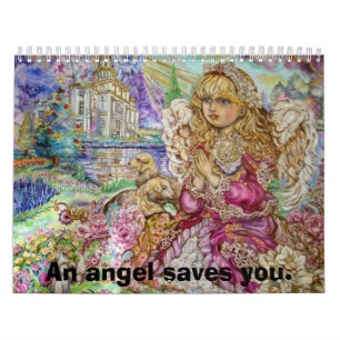 Calendário Um anjo de praying., um anjo salvar o