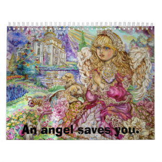 Calendário Um anjo de praying., um anjo salvar o