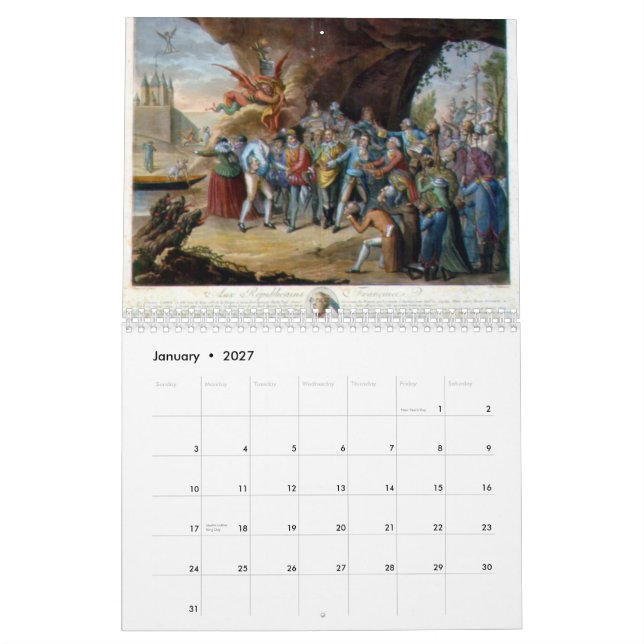 Calendário Um ano através da Revolução Francesa (Jan 2027)
