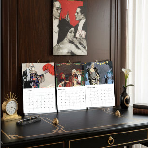 Calendário Um Ano de Emoção e Estilo Art Déco Moda dos Anos