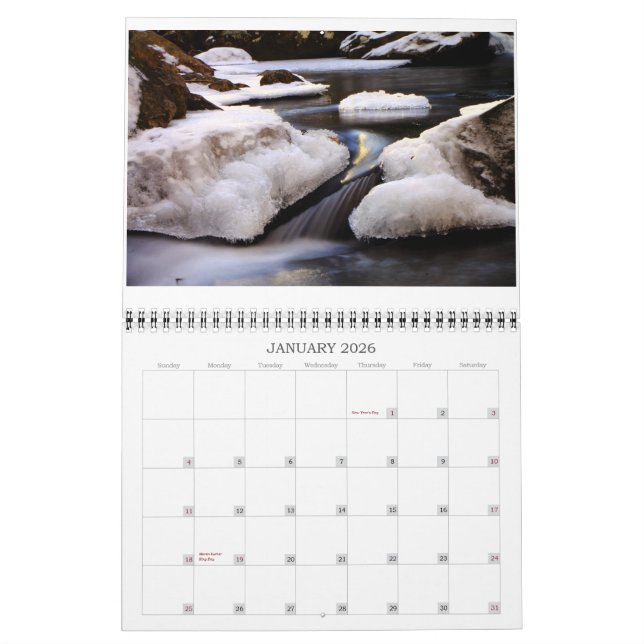 Calendário Um ano de imagens de North Carolina (Jan 2026)