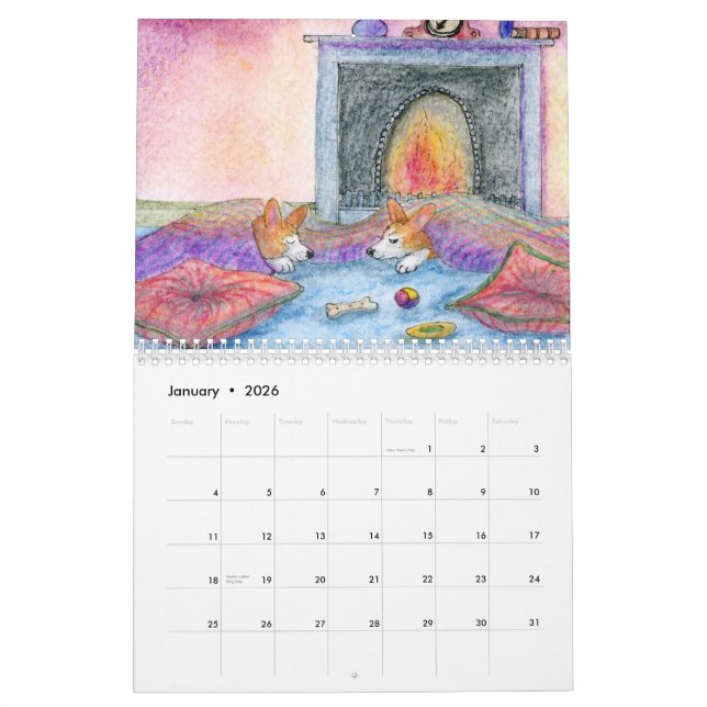 Calendário Um ano do Corgi por Susan Alison (Jan 2026)