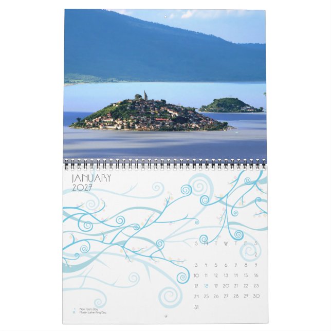 Calendário Um ano em Patzcuaro, México (Jan 2027)
