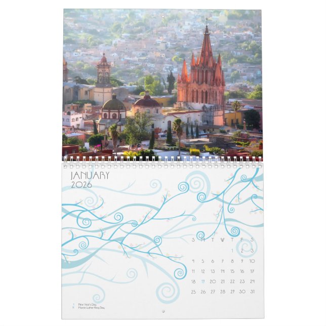Calendário Um ano em San Miguel de Allende, México, (Jan 2026)