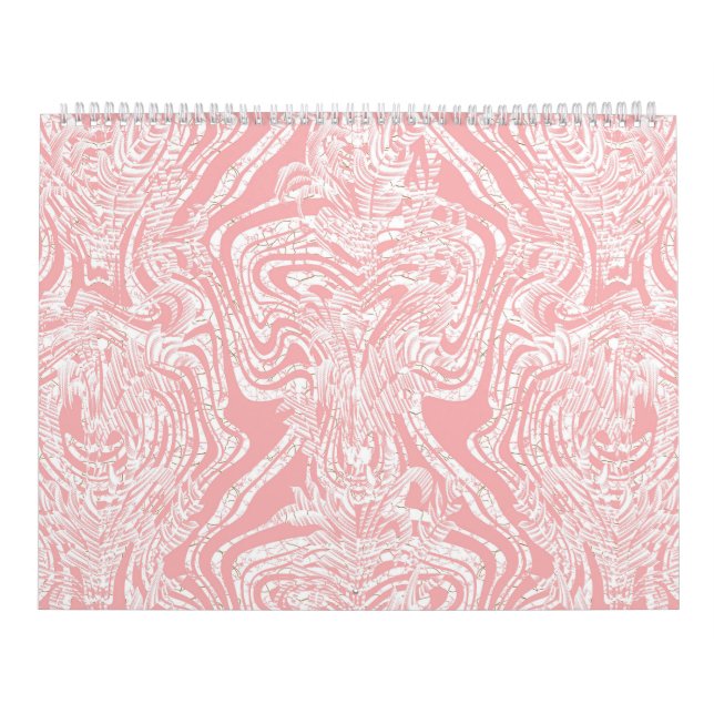 Calendário um design abstrato cor-de-rosa e branco num fundo  (Capa)