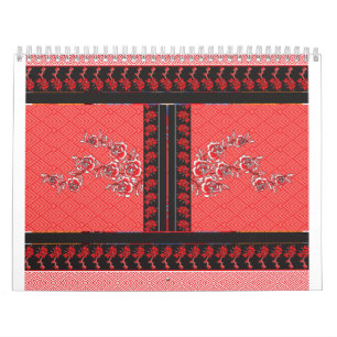 Calendário um design de papel de parede vermelho e preto