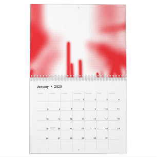 Calendário Um design gráfico com vermelho e laranja em negrit