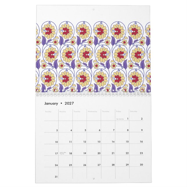 Calendário Um design vibrante com creme amarelo e laranja (Jan 2027)