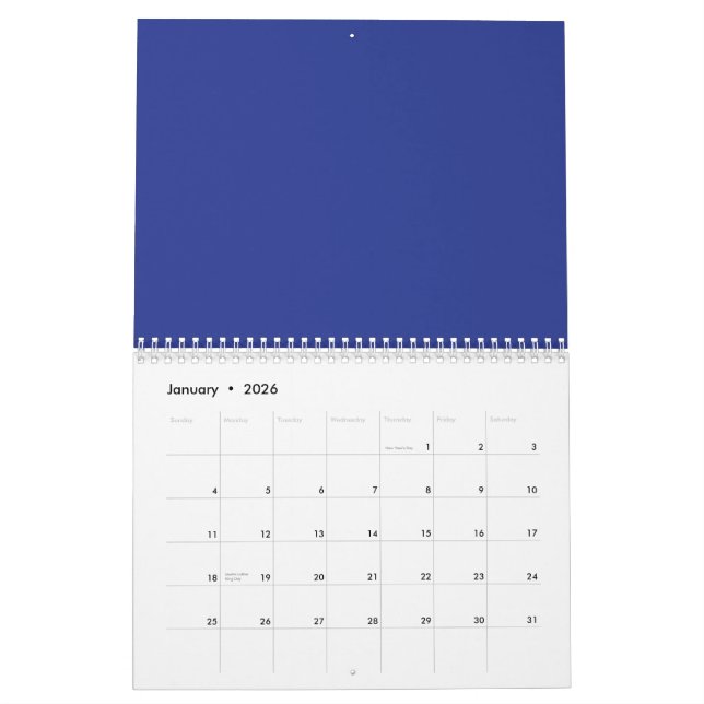 Calendário Um fundo azul sólido sem outro elemento visível (Jan 2026)