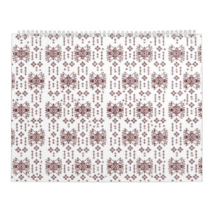 Calendário um fundo branco com um padrão vermelho