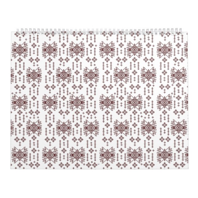 Calendário um fundo branco com um padrão vermelho (Capa)
