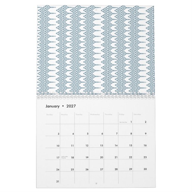 Calendário Um fundo branco sem outros elementos visíveis (Jan 2027)