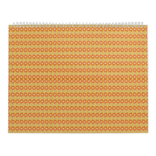 Calendário um fundo laranja e amarelo com pequenos pontos