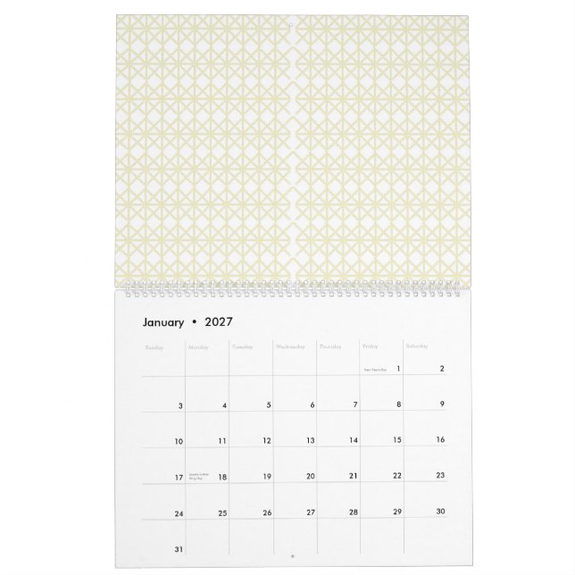 Calendário um fundo laranja e amarelo com pequenos pontos (Jan 2027)