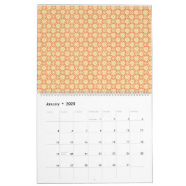 Calendário um fundo laranja e branco com um padrão