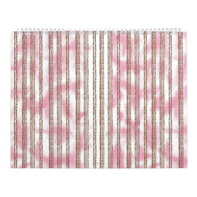 Calendário um fundo listrado rosa e branco (Capa)
