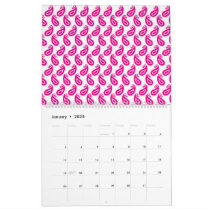 Calendário um fundo rosa e branco com um padrão