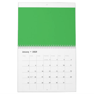 Calendário um fundo verde com borda branca