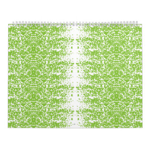 Calendário um fundo verde e branco com pequenos pontos