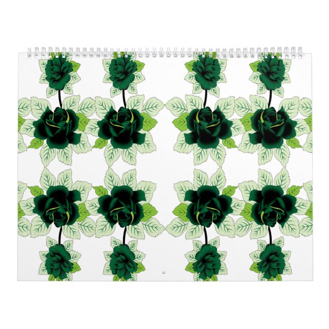 Calendário um monte de flores verdes em um fundo branco (Capa)