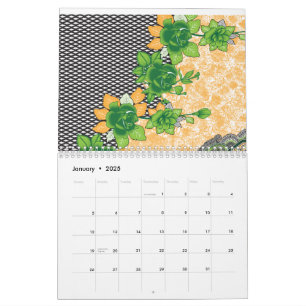 Calendário Um padrão bem feito de verde e laranja