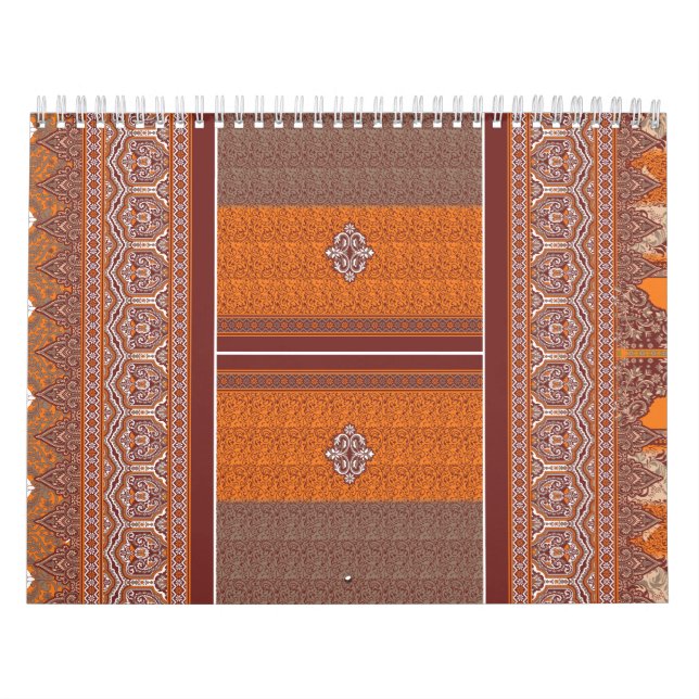 Calendário Um padrão de abstrato com tons de laranja e (Capa)