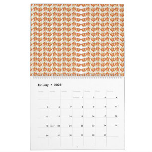 Calendário um padrão laranja e branco sobre um fundo branco