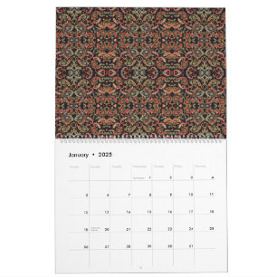 Calendário um padrão muito ornamentado com muitas cores difer