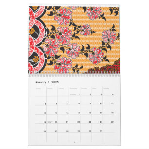 Calendário Um padrão oriental cativante adornado com o fl ver