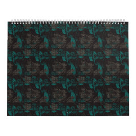 Calendário um padrão preto e verde com fundo preto