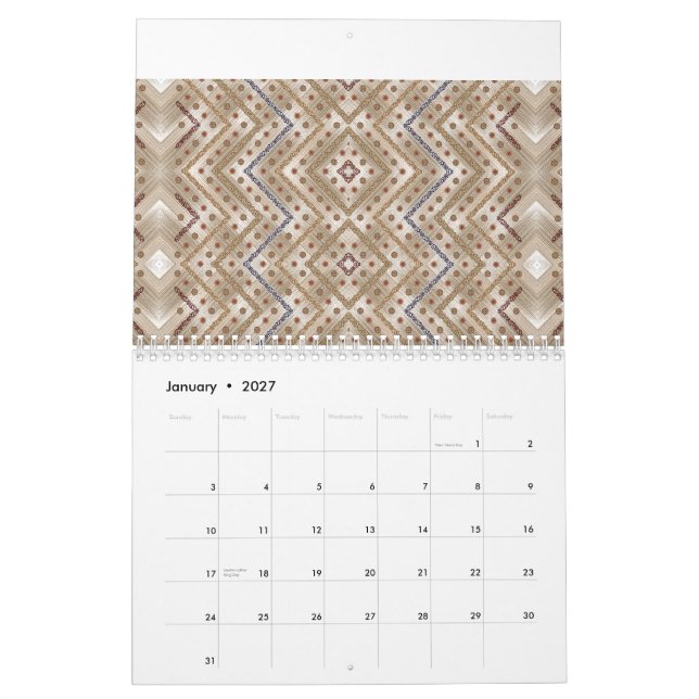 Calendário Um tapete castanho que apresenta uma característic (Jan 2027)