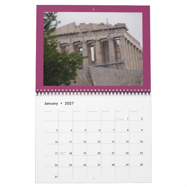 Calendário Um toque da piscina (Jan 2027)