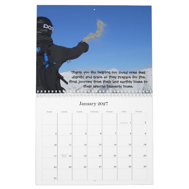 Calendário Um tributo sentido àqueles que se importam com (Jan 2027)