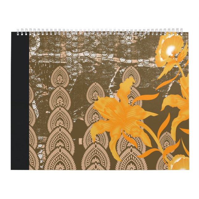 Calendário uma design de pintura com flores amarelas sobre el (Capa)