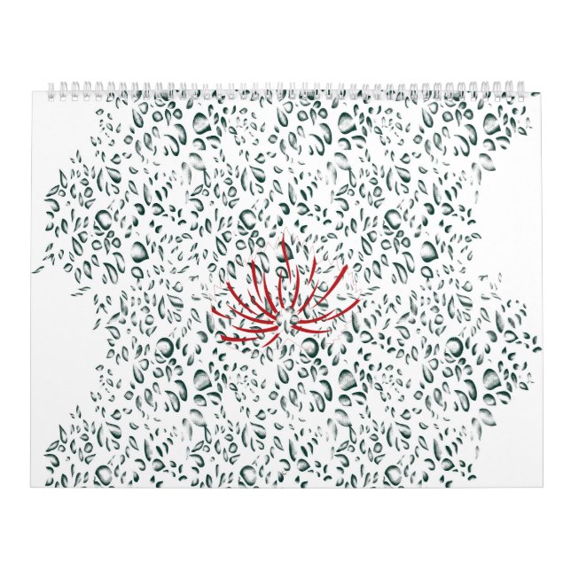 Calendário uma flor vermelha sobre fundo preto (Capa)