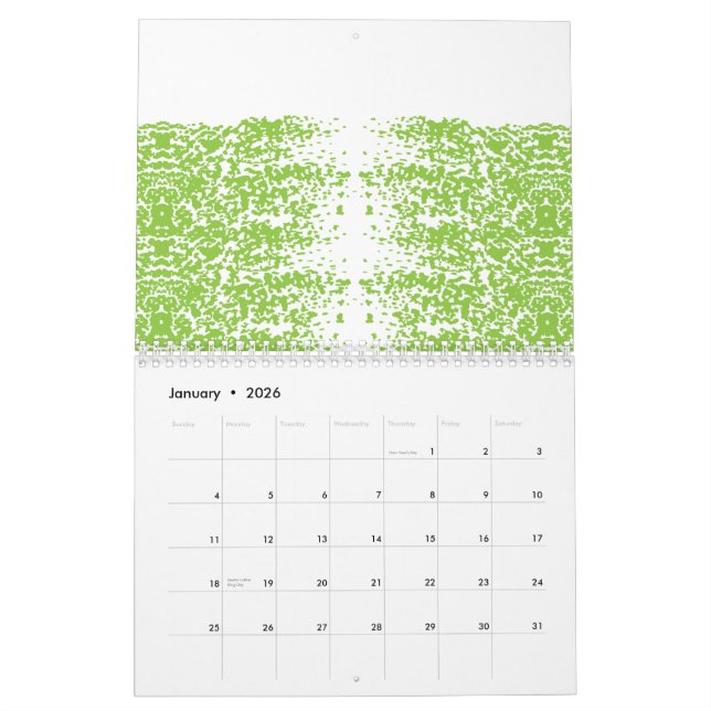 Calendário Uma mulher vestindo um suéter de cinza e os óculos (Jan 2026)