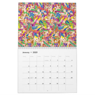 Calendário Uma vibrante peça de arte moderna com um rosa e um