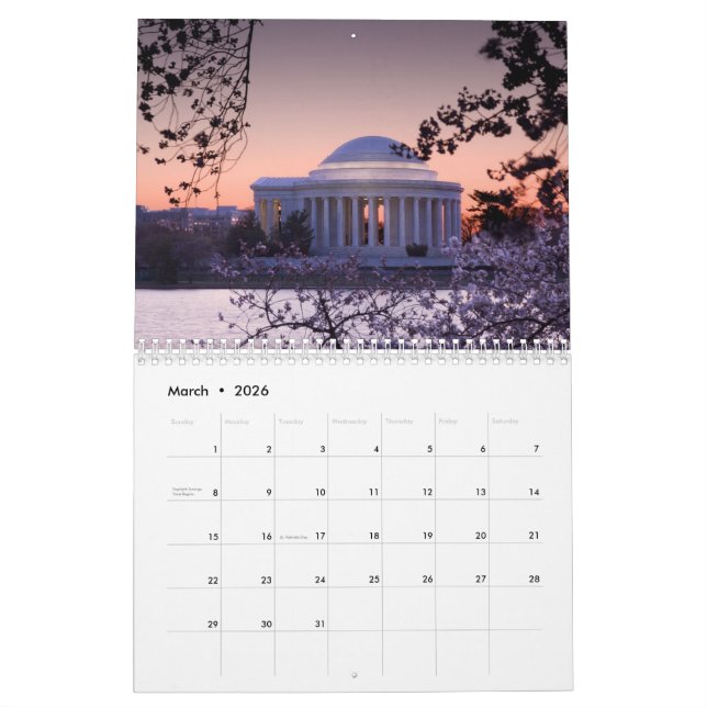 Calendário Único de Belas Artes Washington DC 2023 (Mar 2026)