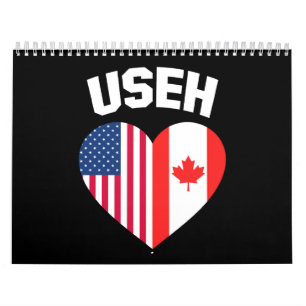 Calendário USEH América Canadá Bandeira Divertida Americana C