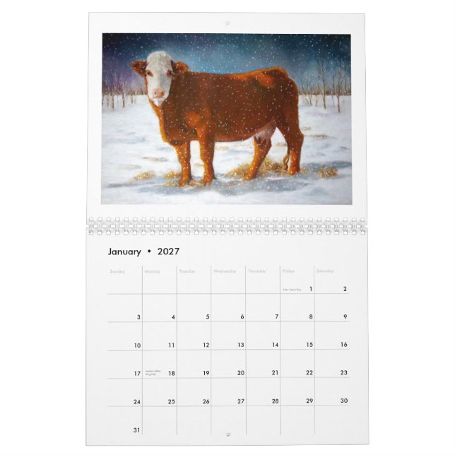 Calendário VACAS: Arte original do vário gado (Jan 2027)