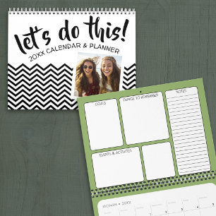 Calendário Vamos fazer isto - Planejador com metas e 2 fotos